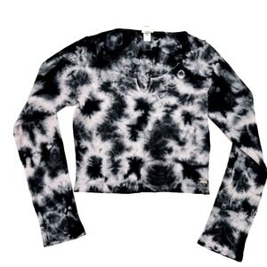 Victoria's Secret PINK Thermal Crop Top Tie Dye Long Sleeve Size Large